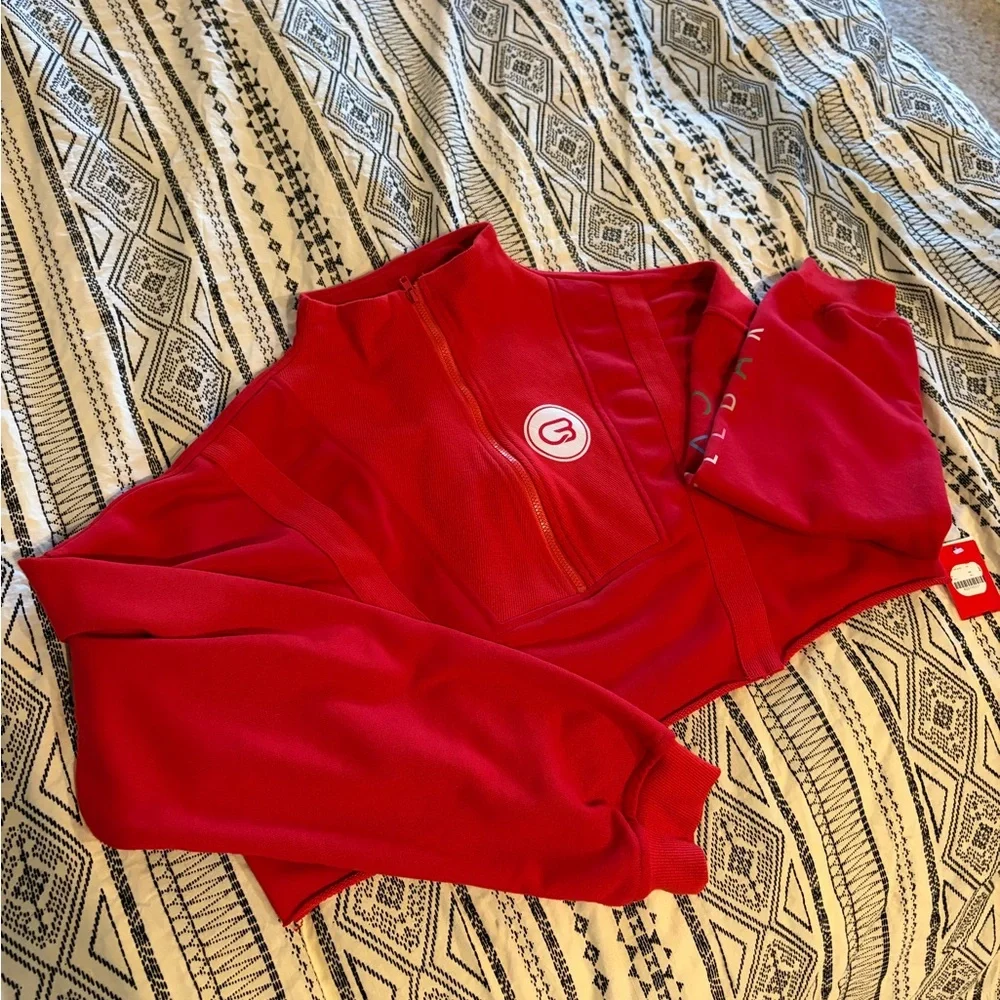 Cyclebar Red Half-Zip Pullover Sweatshirt - Picture 1 of 4